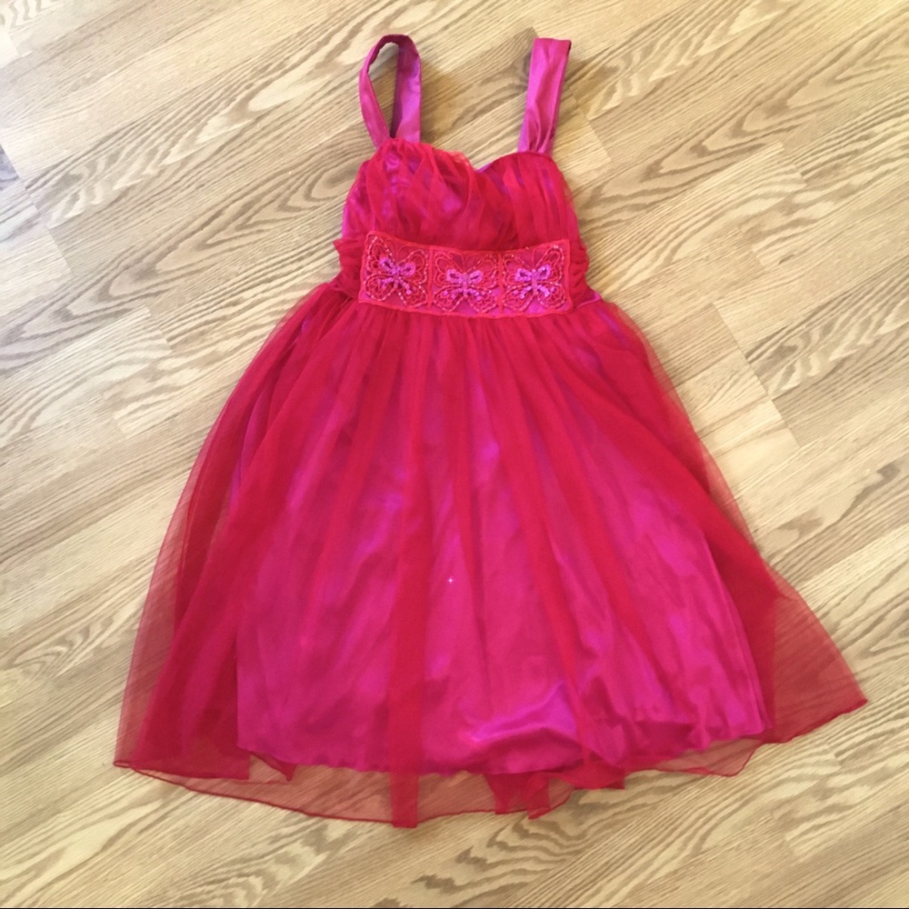 Girls ballerina style butterfly party dress sz 12‎